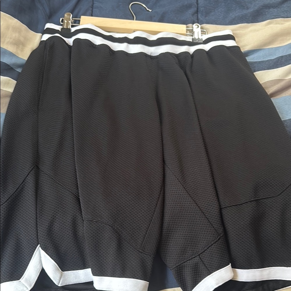 Black and White Athletic Shorts with Pleated Design